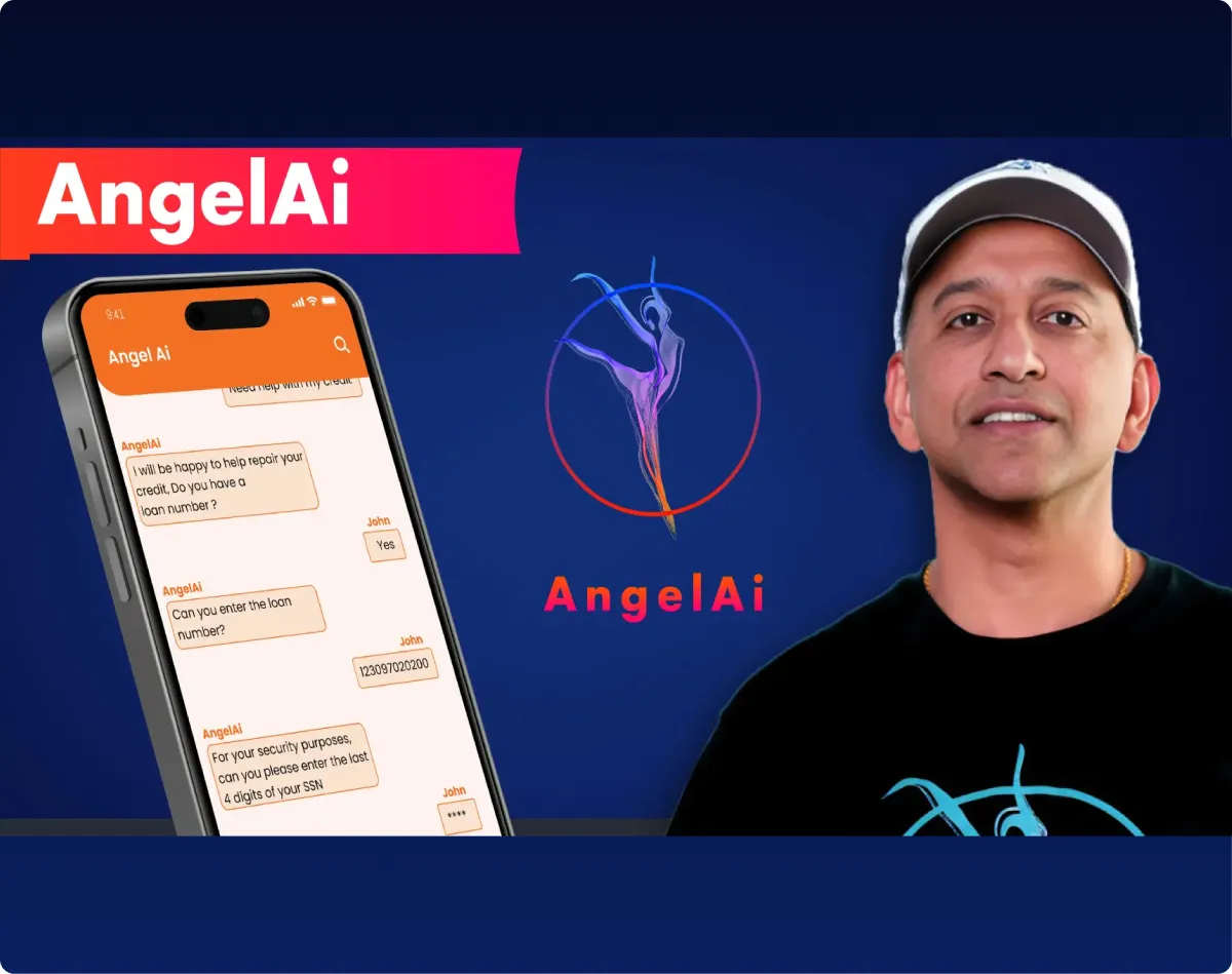 AngelAi の画面を示す Pavan Agrawal 氏