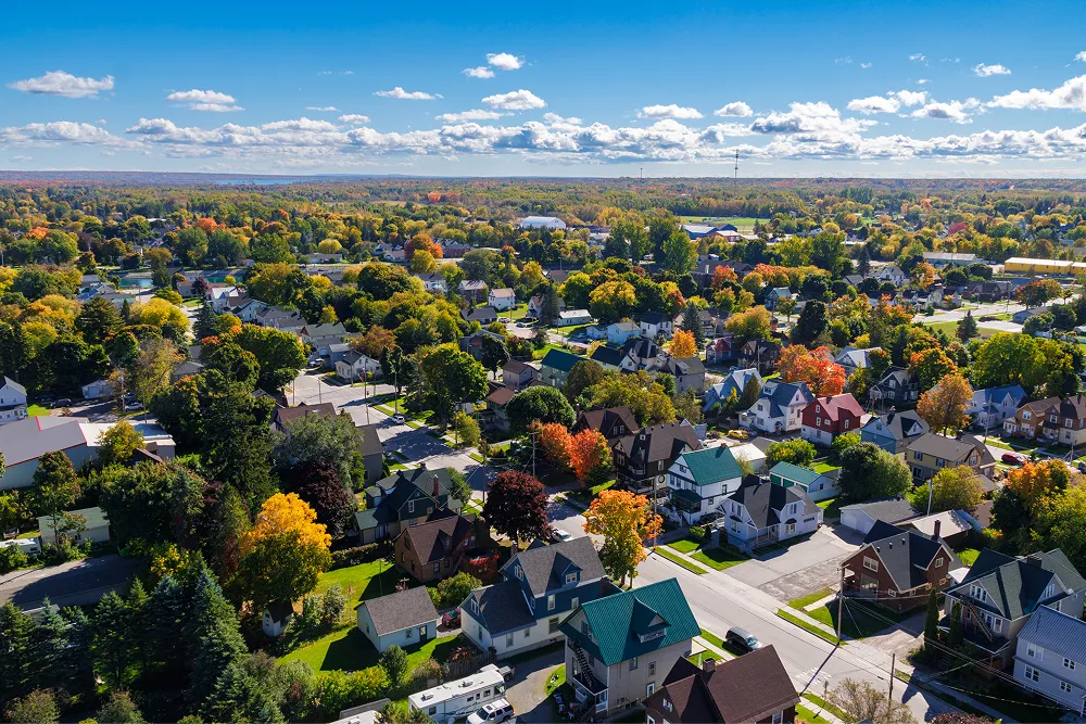 広がるアメリカの住宅街を上空から見た様子